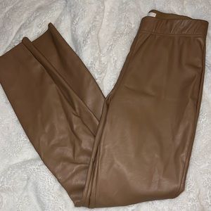 H&M brown vegan leather leggings size 4
